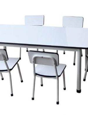 โต๊ะอนุบาลหน้าฟอเมก้าขาวเงา พร้อมเก้าอี้ ทำกิจกรรมกลุ่ม โต๊ะเขียนหนังสือเด็ก โต๊ะพร้อมเก้าอี้เด็กพร้อมส่ง สำหรับเด็ก อนุบาล โรงเรียน เนอสเซอรี่ ศูนย์พัฒนาเด็กเล็ก