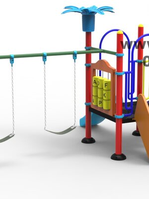 ชุดหอสะพานโค้งชิงช้ายางสไลด์ 70 เครื่องเล่นสนาม กลางแจ้ง เหล็ก, สไลเดอร์,ของเล่นสั่งทำ 10-20 วัน ขนาด 300x800x250 ซม.