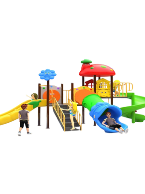 เครื่องเล่นสนามกลางแจ้ง ในร่ม, ชุดบ้านเห็ดแสนสนุก,ครุภัณฑ์สนามเด็กเล่น,งบ.สพฐ,โครงการโรงเรียนประชารัฐ, playground,สไลเดอร์,ของเล่นเสริมพัฒนาการ,เครื่องเล่นสนาม, สนามเด็กเล่น ขนาด 270x460x260 เซนติเมตร