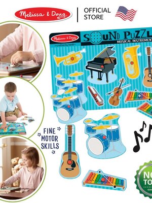 จิ๊กซอว์เด็ก มีเสียง มีหมุดจับ รุ่นเครื่องดนตรี,Melissa & Doug Music Sound Puzzle , ของเล่นเสริมพัฒนาการ, ของเล่นเด็ก,สื่อการสอน,พร้อมส่ง