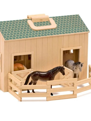 คอกม้าพร้อมม้า4ตัว บ้านม้าของเล่น ของเล่นบทบาทสมมุติ ของเล่นเสริมทักษะ เสริมพัฒนาการเด็กอนุบาล สื่อการสอน พร้อมส่งในไทย