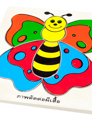 จิ๊กซอ ภาพตัดต่อ ผีเสื้อ (6 ชิ้น) , ของเล่นไม้, ของเล่นเสริมพัฒนาการ, ของเล่นเด็กอนุบาล