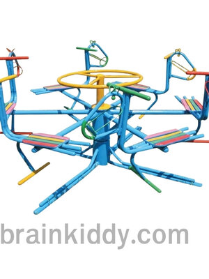 เครื่องเล่นสนาม กลางแจ้ง เหล็ก,ม้าหมุน 6 ที่ ปรับโครงสร้างตาม มอก. Outdoor Playground, ราคาโรงงาน สินค้าสั่งผลิต 10-20 วัน ขนาด 110x110x80 ซม.