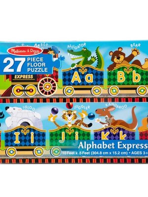 พัซเซิลรถไฟ Alphabetและมีรูปสัตว์ ส่งเสริมการเรียนรู้ การคิดแก้ปัญหา และ การมีสมาธิ Alphabet Express Floor Puzzle (27 Pcs) Melissa&Doug, ของเล่นเสริมพัฒนาการ, ของเล่น
