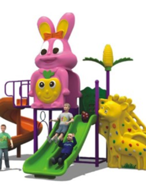 เครื่องเล่นสนาม กลางแจ้ง-ในร่ม,ชุดกระต่ายเล่นซน,กระต่ายสีชมพู, เครื่องเล่นสนาม,ครุภัณฑ์สนามเด็กเล่น, งบ สพฐ,โครงการโรงเรียนประชารัฐ playground,สไลเดอร์,ของเล่นเสริมพัฒนาการ,เครื่องเล่นสนาม, สนามเด็กเล่น ขนาด 210x340x280 เซนตเิมตร