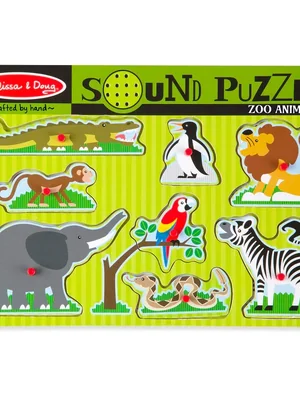 จิ๊กซอว์เด็ก มีเสียง มีหมุดจับ รุ่นสวนสัตว์ ,Melissa & Doug Zoo Sound Puzzle 8 Pcs ,ของเล่นเสริมพัฒนาการ, ของเล่นเด็ก,สื่อการสอน,พร้อมส่ง