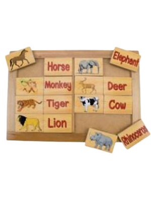 เกมจับคู่คำศัพท์ภาษาอังกฤษชุดสัตว์บก 16 ชิ้น ของเล่นเสริมพัฒนาการ, ของเล่นเด็กอนุบาล, สื่อการสอนเด็กอนุบาล , ของเล่นเด็ก, พร้อมส่ง