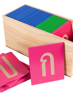 บัตรพยัญชนะกระดาษทราย ,ตัวอักษรไทย,ของเล่นไม้, ของเล่นเสริมพัฒนาการ, ของเล่นเด็ก,มอนเตสซอรี่,Montessori,อนุบาล, สื่อการสอน,ปฐมวัย