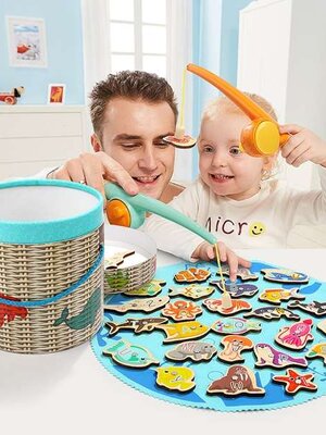 ชุดตกปลาแฟนซีคันเบ็ดคู่ กระดานตกปลา แม่เหล็กตกปลา ของเล่นเด็ก ของเล่นเสริมพัฒนาการ สื่อการสอน