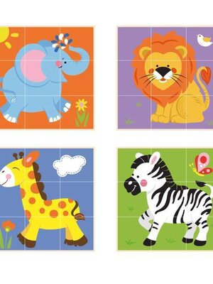 ชุดลูกเต๋าภาพสัตว์ป่าปริศนา 9 ชิ้น , ของเล่นไม้, ของเล่นเสริมพัฒนาการ, ของเล่นเด็กอนุบาล