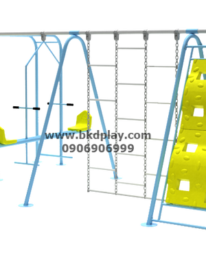 ชิงช้าผสม+บาร์โหน+ปีนป่ายหน้าผา+สไลเดอร์ 80 เครื่อเล่นสนามเหล็ก เครื่องเล่นสนามกลางแจ้ง ของเล่น สั่งทำ 10-20 วัน