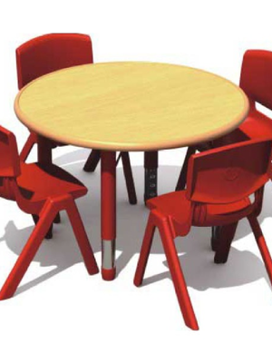 ชุดโต๊ะเรียนกลม ปรับขาได้ โต๊ะนักเรียนอนุบาล พรีออเดอร์ 1เดือน คิดค่าส่งตามจริง ขนาด 80x37-62 cm.