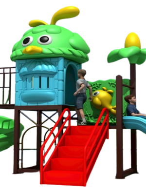 เครื่องเล่นสนามกลางแจ้งชุด บ้านนกน้อยแสนสนุก สไลเดอร์,ของเล่น,ครุภัณฑ์สนามเด็กเล่น,สพฐ,โครงการโรงเรียนประชารัฐ playground ขนาด125x420x270ซม.