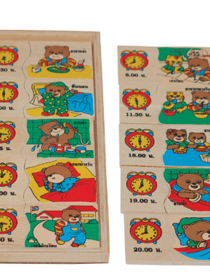 จับคู่เวลา , ของเล่นไม้, ของเล่นเสริมพัฒนาการ, ของเล่นเด็กอนุบาล, สื่อการสอนเด็กอนุบาล