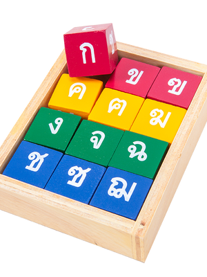 ก้อนบล็อก กข, ของเล่นไม้, ของเล่นเสริมพัฒนาการ, ของเล่นเด็กอนุบาล, สื่อการสอนเด็กอนุบาล