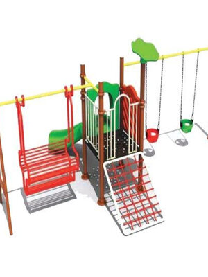 ชุดplayground6ชุดหอสไลด์ 80+ชิงช้า 2 ที่นั่ง+ชิงช้ากระเช้า,เครื่องเล่นสนามกลางแจ้ง,เครื่องเล่นสนามแบบเหล็ก,ครุภัณฑ์สนามเด็กเล่น,งบสพฐ,สินค้าผลิตในไทย ขนาด 300 x 500 x 250 ซม.