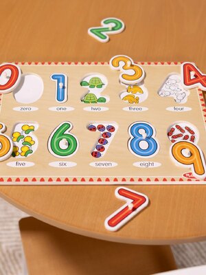 พัซเซิลตัวเลข 0-9 มีตุ่มจับ ของเล่นไม้ ของเล่นเสริมพัฒนาการเด็ก เสริมทักษะการเรียนรู้ สื่อการสอนอนุบาล พร้อมส่ง