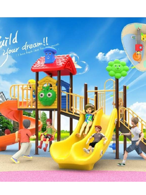 เครื่องเล่นสนามกลางแจ้ง ในร่ม, ชุดหอคอยแห่งความสุขเล่นสไลด์คู่ผองเพื่อน,ครุภัณฑ์สนามเด็กเล่น,งบ.สพฐ,โครงการโรงเรียนประชารัฐ, playground,สไลเดอร์,ของเล่นเสริมพัฒนาการ,เครื่องเล่นสนาม, สนามเด็กเล่น ขนาด 240x420x260 เซนติเมตร