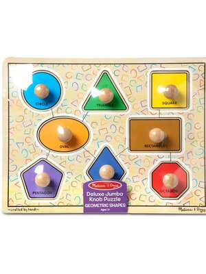 จิ๊กซอว์หมุดจับขนาดใหญ่ รูปทรง ,Jumbo Knob Shapes Deluxe Puzzle, Melissa&Doug,พัซเซิลไม้, ของเล่นเสริมพัฒนาการ, ของเล่นเด็ก,พร้อมส่ง