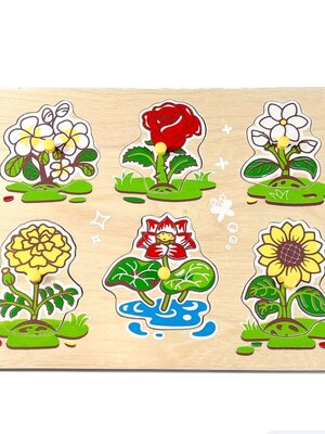 ภาพตัดต่อ ดอกไม้ , ของเล่นไม้, ของเล่นเสริมพัฒนาการ, ของเล่นเด็กอนุบาล, สื่อการสอนเด็กอนุบาล