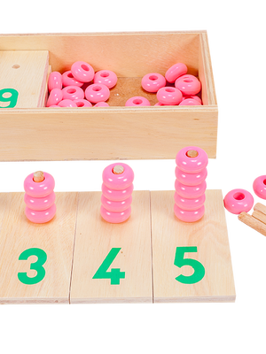 ลูกคิดสวมหลัก 1-10, ชุดห่วงไม้นับเลข ,ของเล่นไม้, ของเล่นเสริมพัฒนาการ, เสริมทักษะทางคณิตศาสตร์, สื่อการสอนเด็กอนุบาล