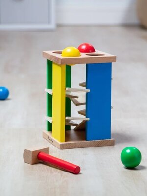 ค้อนตอก หมุนกลิ้ง ของเล่นไม้ ของเล่นเสริมพัฒนาการเด็ก เสริมทักษะการเรียนรู้ สื่อการสอนอนุบาล พร้อมส่ง