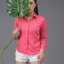 เสื้อเชิ้ตผู้หญิง ชมพูสด (HOT PINK) สลิมฟิต เข้ารูป แขนยาว เสื้อเชิ้ตทำงาน เสื้อยูนิฟอร์ม แบรนด์ 8SHIRT slim fit shirt พร้อมส่ง