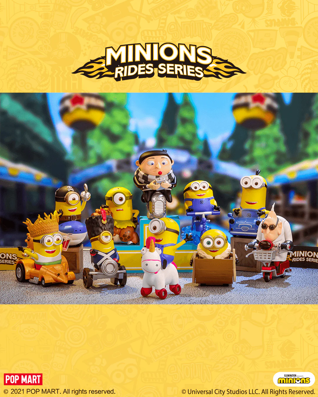 Minions Rides Series - 100% - ของแท้ - Pop Mart [โมเดลมินเนี่ยน] (สินค้าพร้อมส่ง) สำเนา
