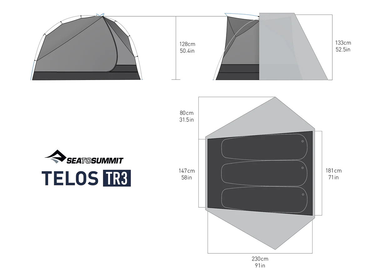 SeaToSummit Telos TR3 UltraLight Backpacking Tent SSTS011FGRYF