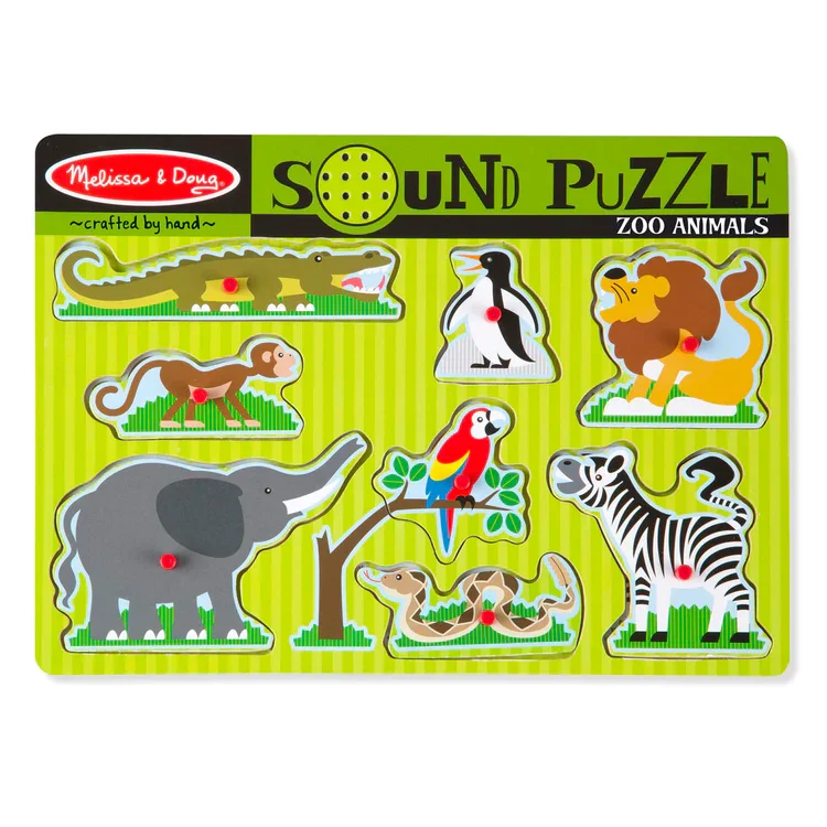 จิ๊กซอว์เด็ก มีเสียง มีหมุดจับ รุ่นสวนสัตว์ ,Melissa & Doug Zoo Sound Puzzle 8 Pcs ,ของเล่นเสริมพัฒนาการ, ของเล่นเด็ก,สื่อการสอน,พร้อมส่ง